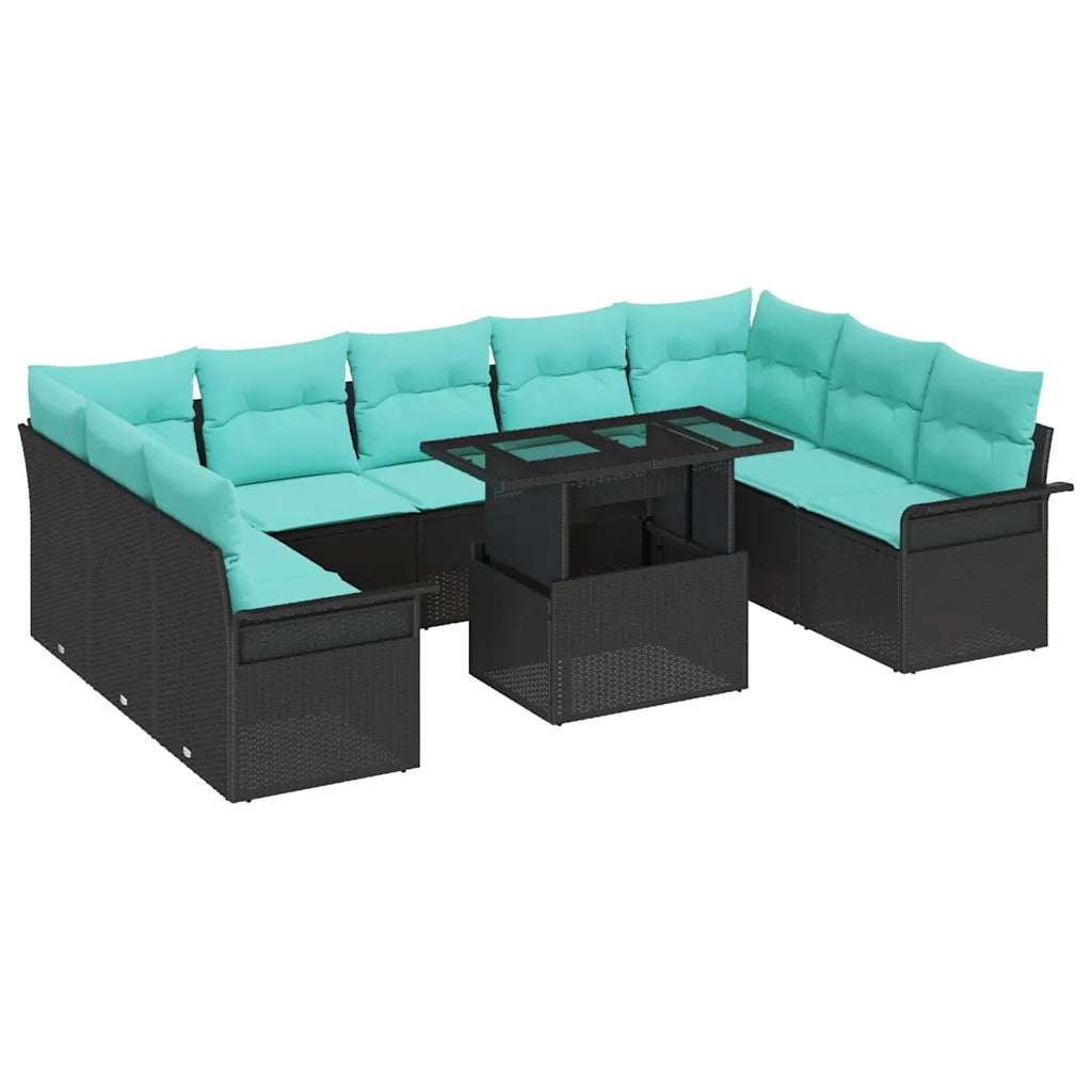 Set Divano da Giardino 10 pcs Nero Rattan in Polipropilene 3357089