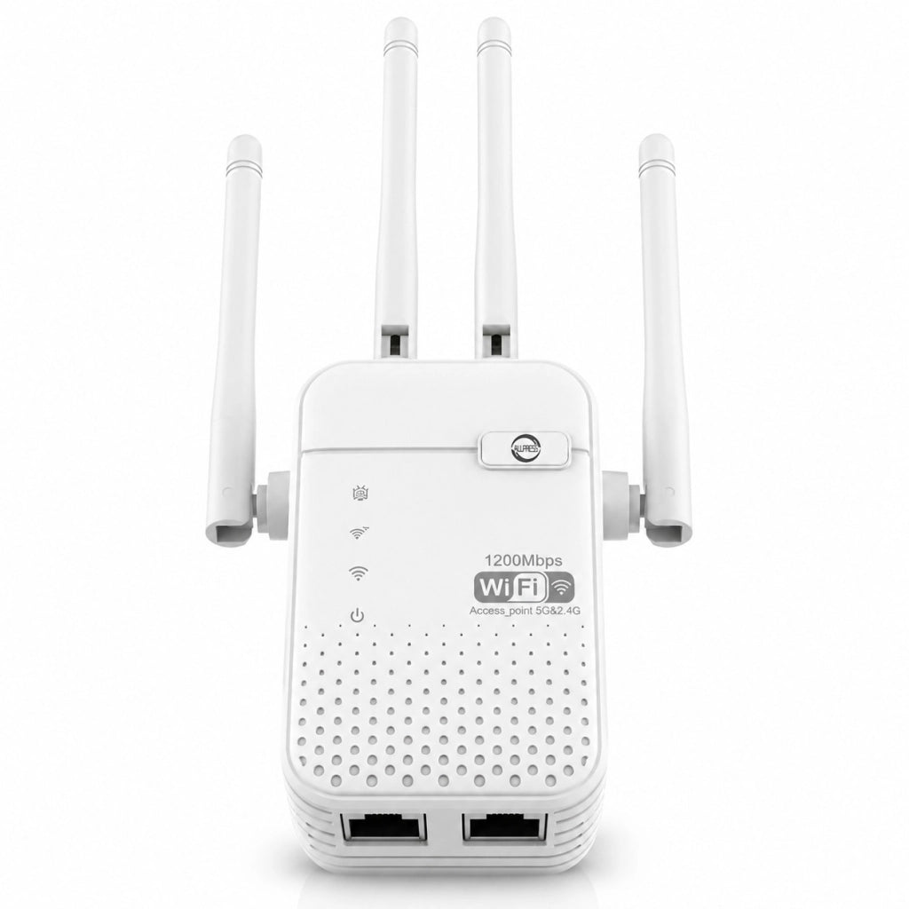 AMPLIFICATORE SEGNALE RIPETITORE WIFI 1200 MBPS EXTENDER DUAL BAND 2.4GHZ 5 GHZ