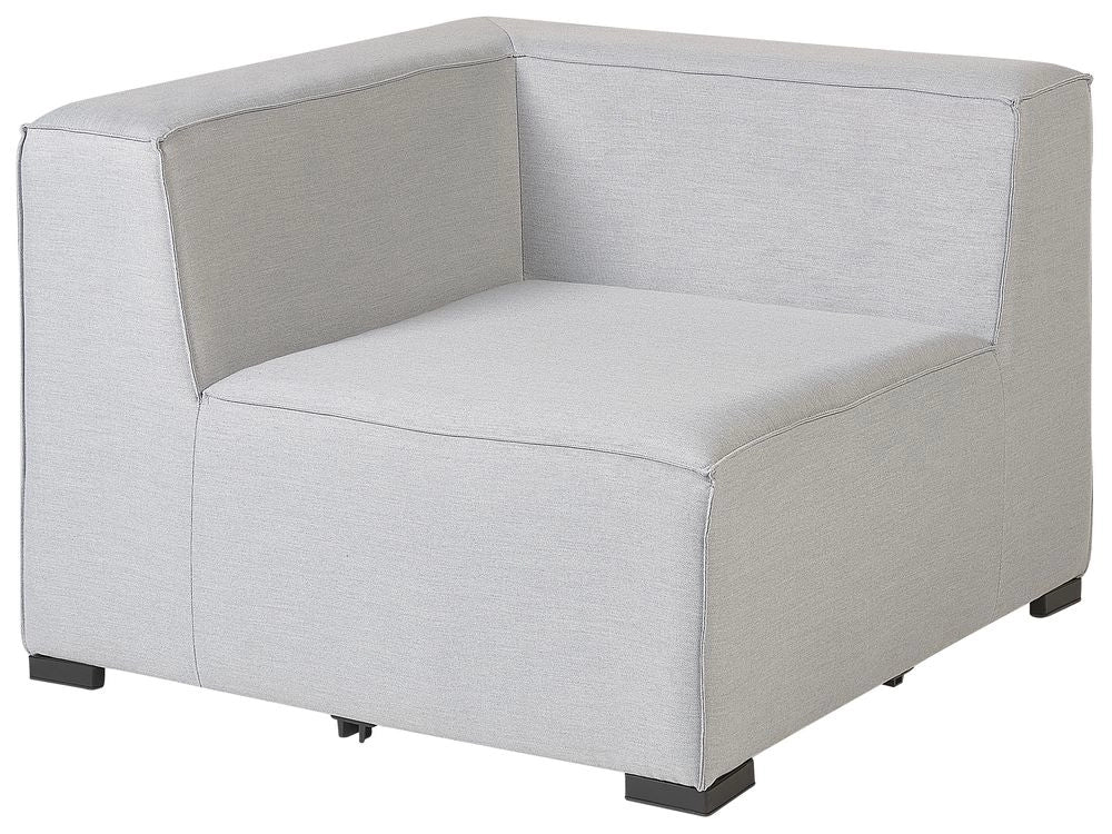 Set divano ad angolo per ambienti interni ed esterni con rivestimento in tessuto grigio a 7 posti con divano da giardino ottomana destro