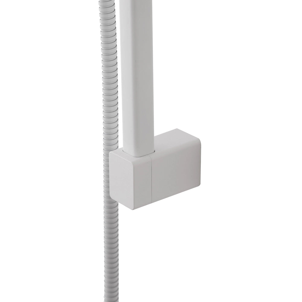 Saliscendi doccia quadrato 70 cm regolabile con doccetta slim in ABS bianco opaco Hidra