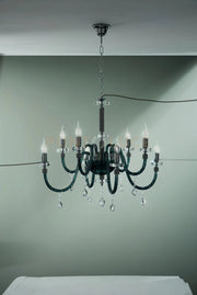 LAMPADARIO DIDO 8 LUCI OTTANIO E CROMO ATTACCO E14 D.83CM