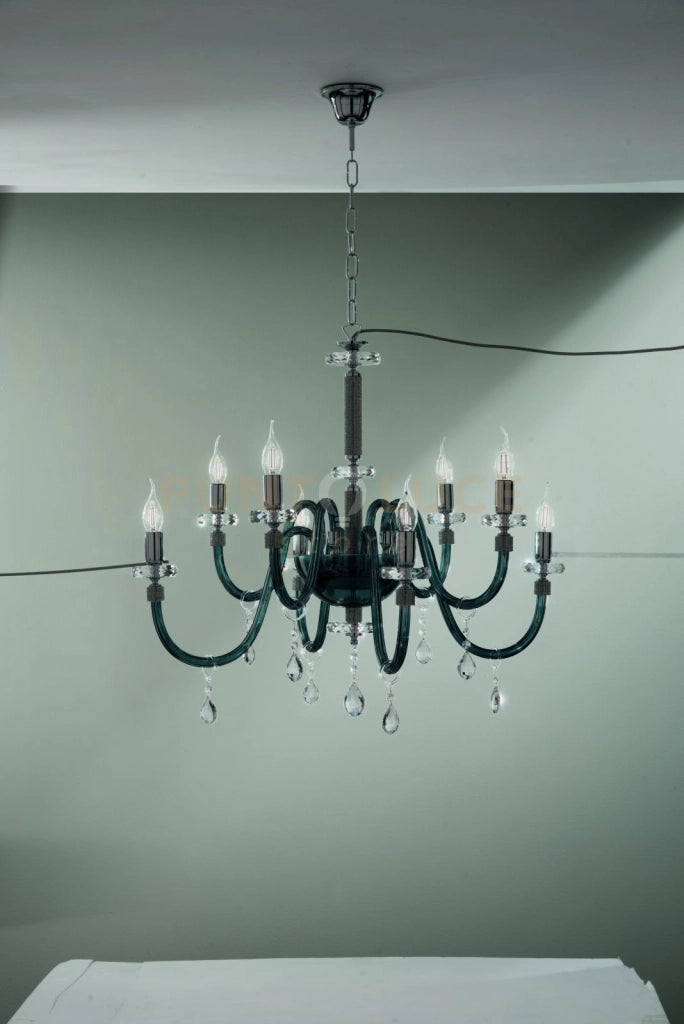 LAMPADARIO DIDO 8 LUCI OTTANIO E CROMO ATTACCO E14 D.83CM