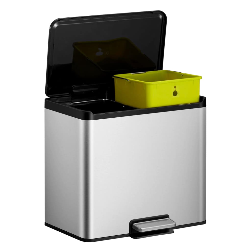 EKO Pattumiera a Pedale Essential 2x15 L Argento Opaco 440004