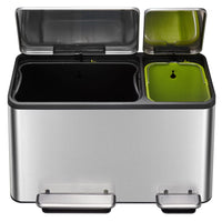 EKO Pattumiera a Pedale EcoCasa 30 L+15 L Argento Opaco 440010