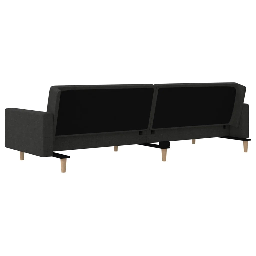 Divano Letto a 2 Posti con 2 Cuscini Nero in Tessuto 375901