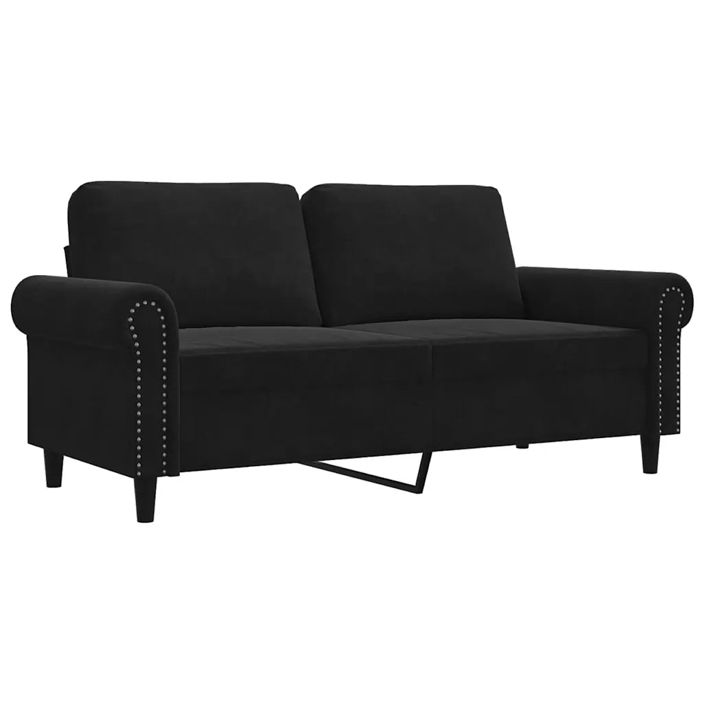Divano a 2 Posti Nero 140 cm in Velluto