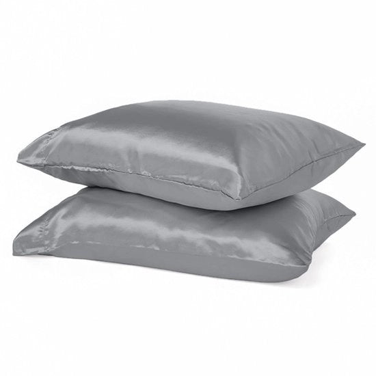 Pacchetto di 2 cuscini copricuscini in seta liscia, copricuscini in imitazione di seta/lucido (dimensioni extra grandi - 20 x 30 pollici, grigio antracite)