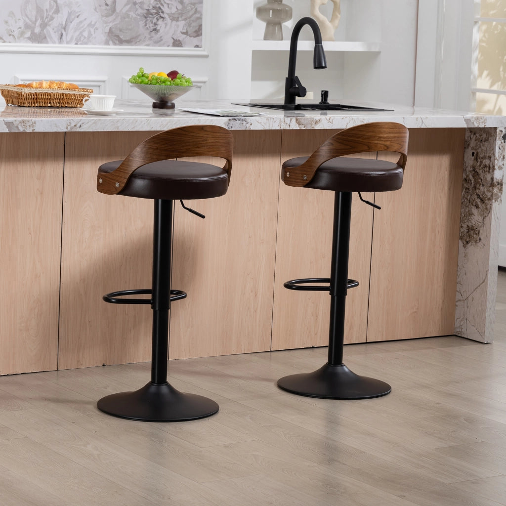 BARHOCKER girevole 360° regolabile in altezza 2 pezzi PU marrone con schienale