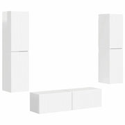 Set mobile TV 6 pz | Armadietto TV | Mobile Porta TV Bianco Lucido Legno multistrato