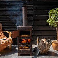 Esschert Design Stufa da Terrazzo con Forno per Pizza Ruggine 444905