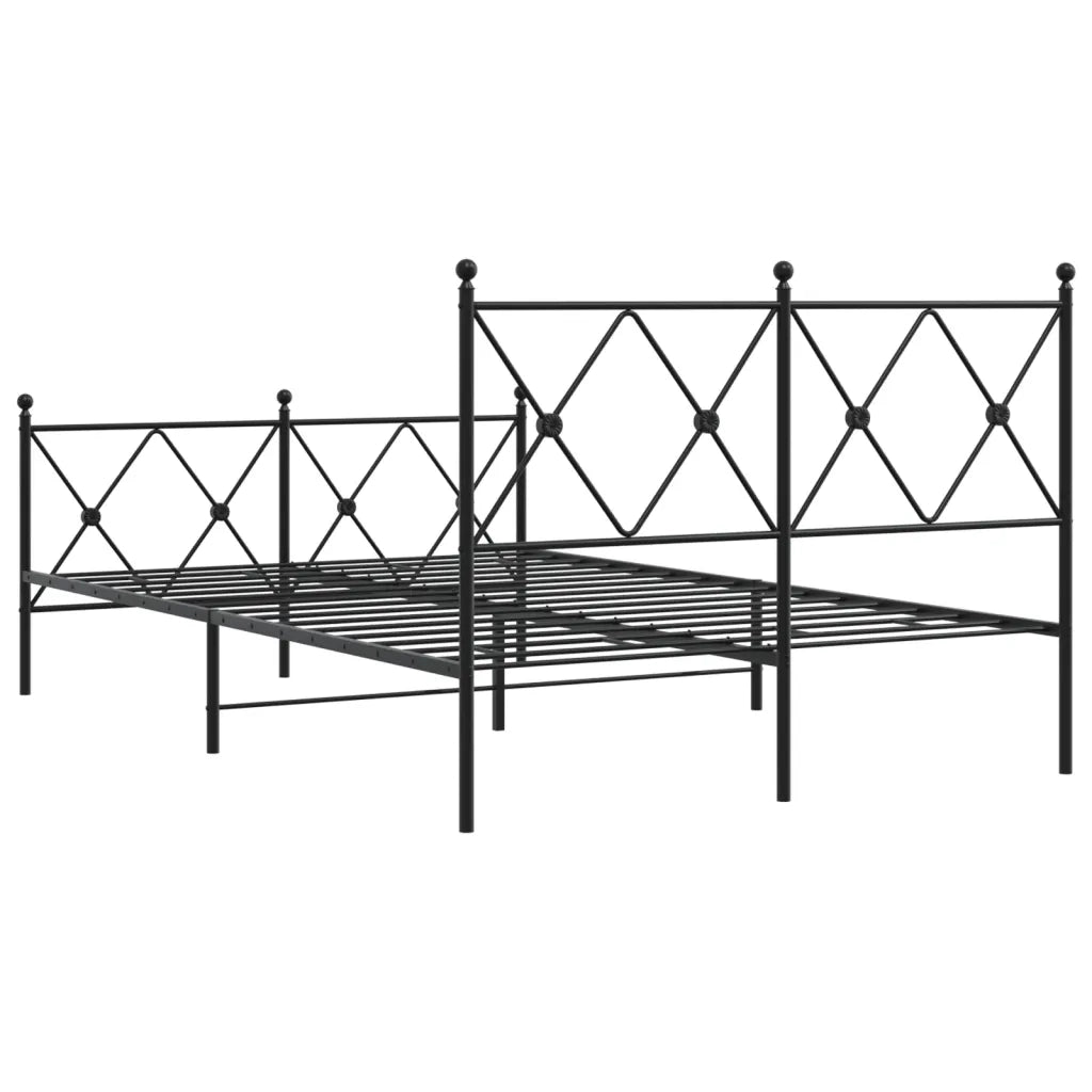 Giroletto con Testiera e Pediera-Struttura Letto Metallo Nero 120x200 cm 950023
