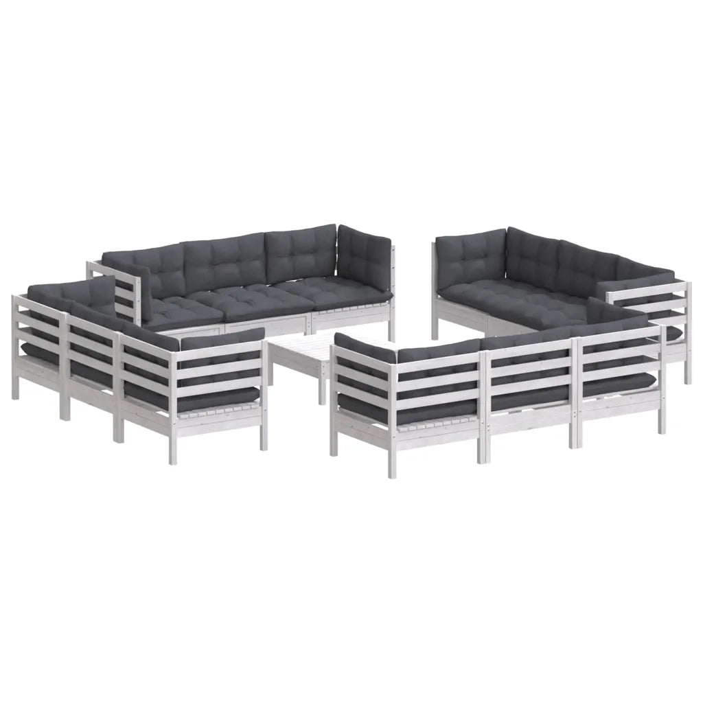 Set Divani da Giardino 13 pz e Cuscini Antracite Legno di Pino cod mxl 44366