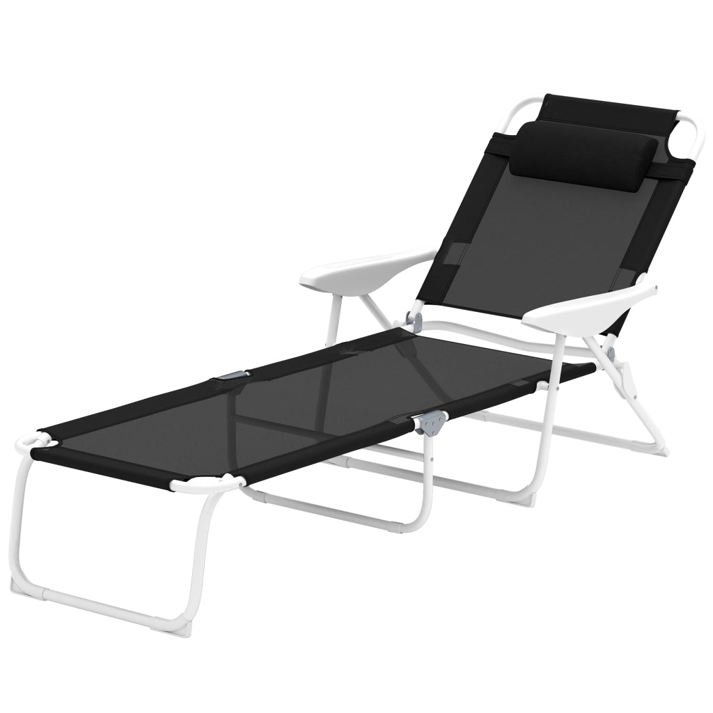 Sdraio pieghevole da giardino con cuscino ¨C zephmum ¨C nero