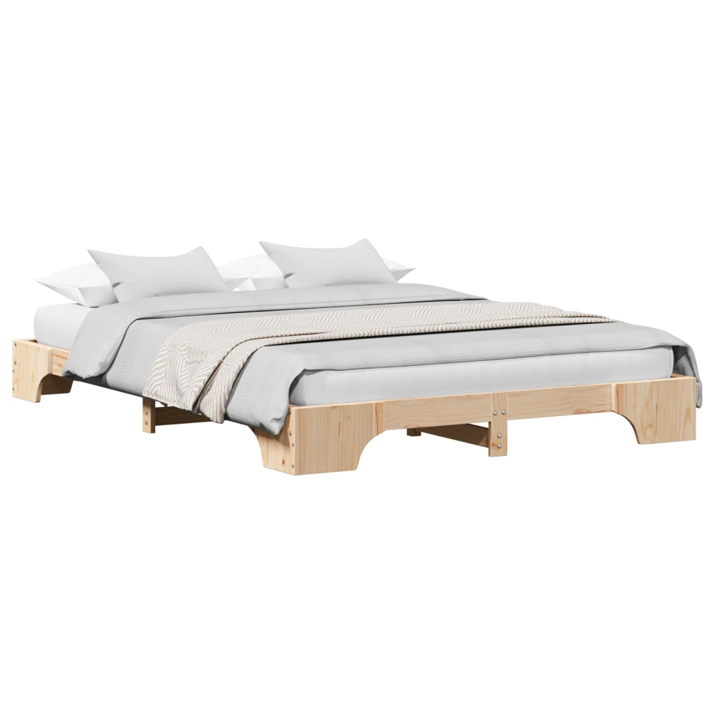 Struttura Letto Naturale Legno di Pino 160 x 200 cm Durevole