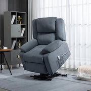 Poltrona relax elettrica con funzione alzapersona e reclinazione, tessuto effetto velluto grigio, 91/92x93x105 cm