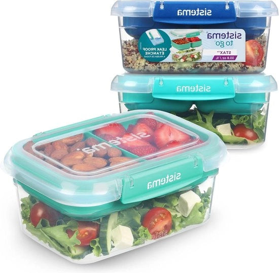 Set di contenitori a latticella da 1 litro - 3 pezzi con contenitori a chiusura ermetica e laccio a latticella - privi di BPA