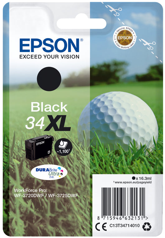 Epson golf ball singlepack black 34xl durabrite ultra ink - C13T34714020