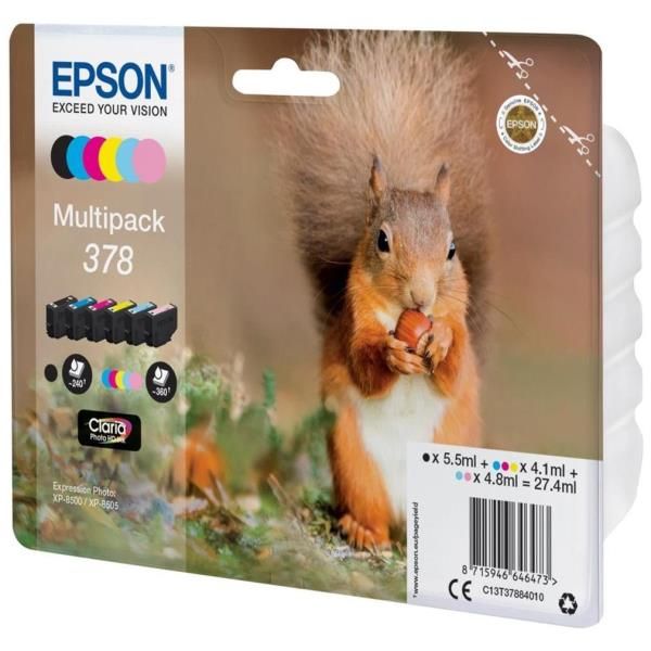 Epson squirrel multipack 6-colours 378 claria photo hd ink - C13T37884020
