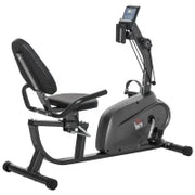 Cyclette Orizzontale Magnetica 8 Resistenze, Display LCD, Sedile Regolabile ed Elastici per Braccia