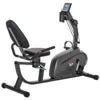 Cyclette Orizzontale Magnetica 8 Resistenze, Display LCD, Sedile Regolabile ed Elastici per Braccia