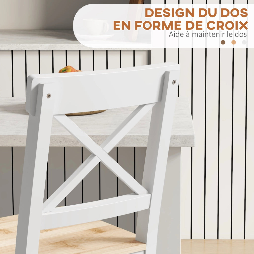Sgabelli da Bar 2 Pezzi ¨C Zephmum ¨C Bianco e Legno Naturale 41x46x97.5 cm