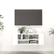Armadietto TV da Parete Bianco 102x35x35cm in Legno Multistrato cod mxl 9083