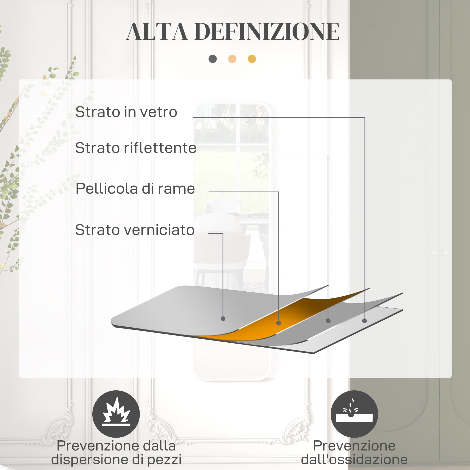 Specchio Verticale da Parete o da Terra 35x2x120 cm Cornice in MDF con Bordi Arrotondati Bianco