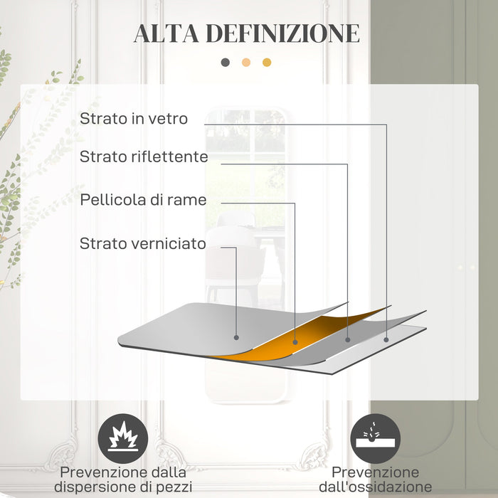 Specchio Verticale da Parete o da Terra 35x2x120 cm Cornice in MDF con Bordi Arrotondati Bianco