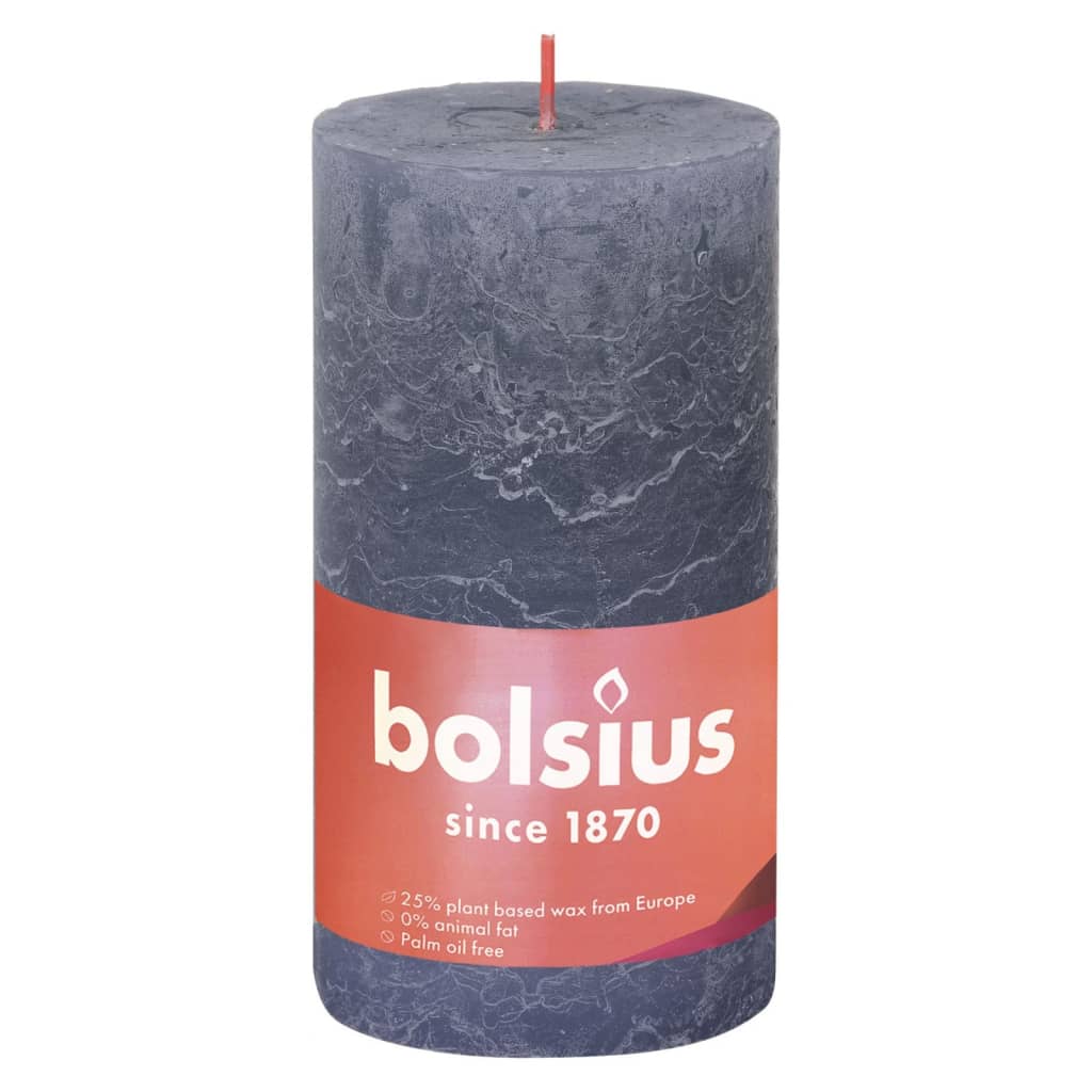 Bolsius Candele Rustiche a Colonna Shine 4 pz 130x68 mm Blu Crepuscolo 440835