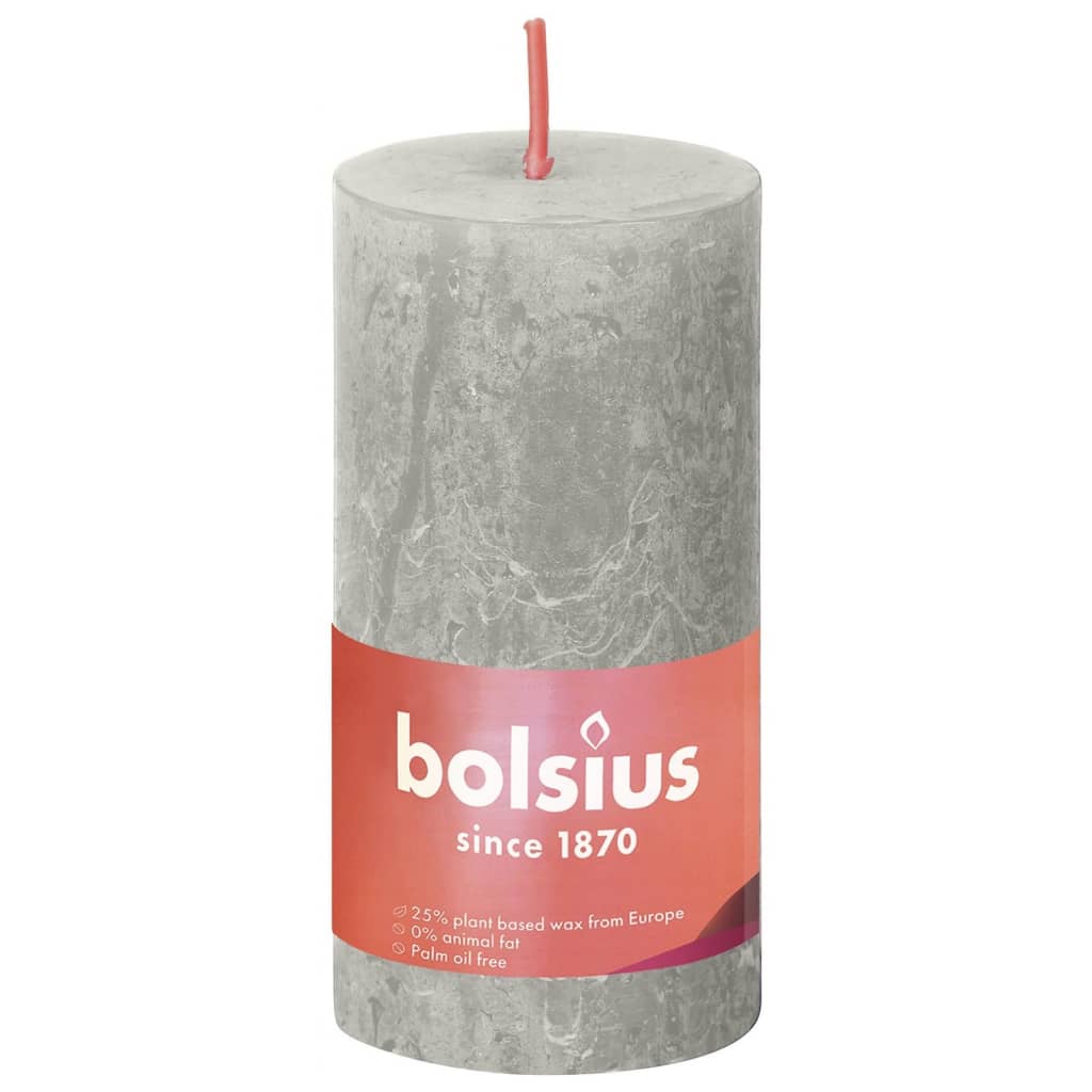Bolsius Candele Rustiche a Colonna Shine 8 pz 100x50 mm Grigio Sabbia 440796