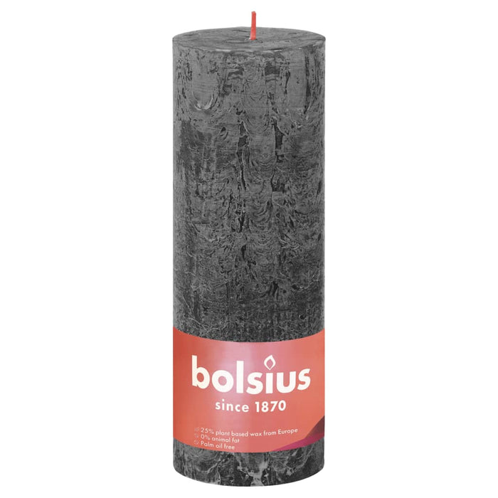 Bolsius Candele Rustiche Colonna Shine 4 pz 190x68 mm Grigio Tempesta 440843