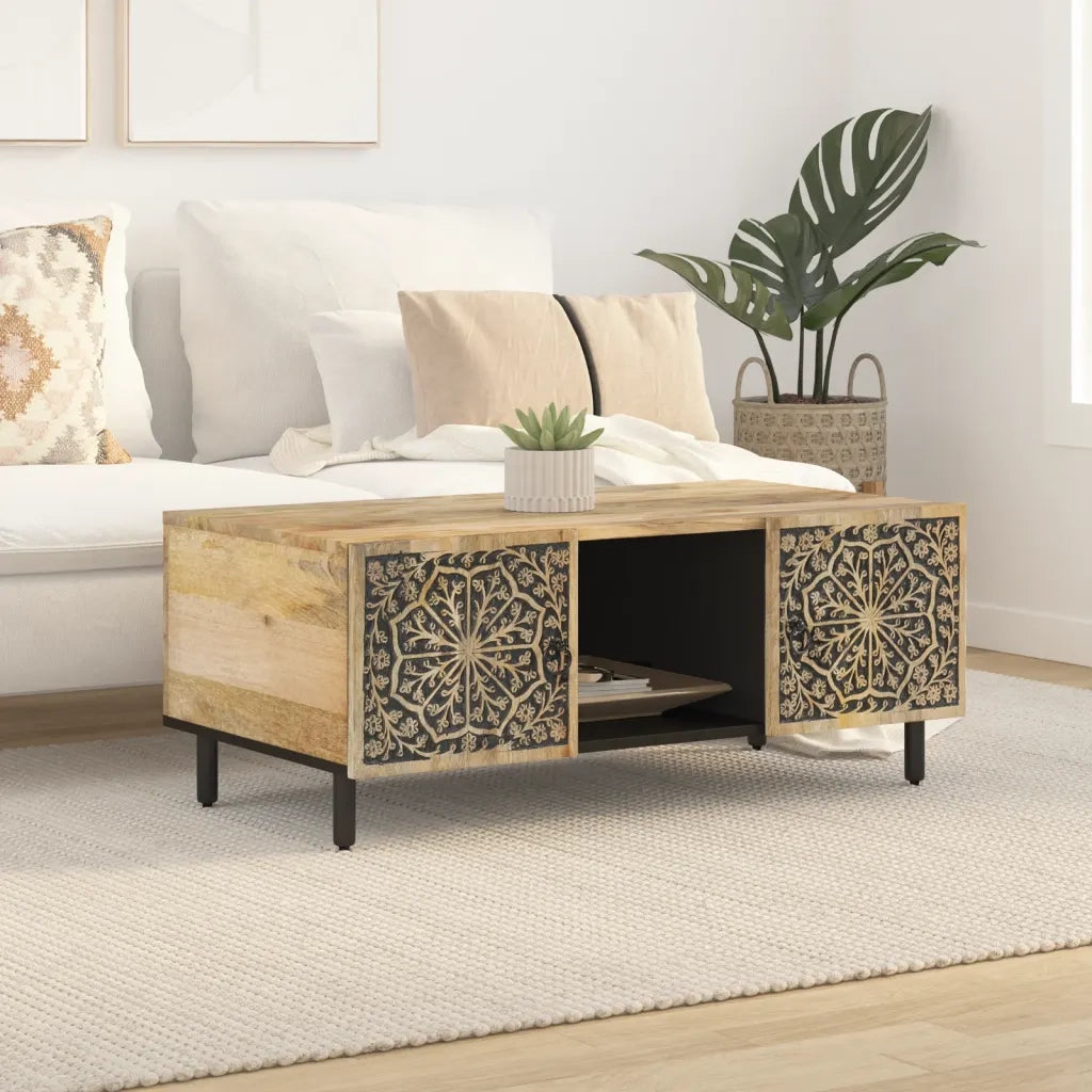 Tavolino da salotto | Tavolino da caff¨¨ | Tavolino da Soggiorno 100x54x40 cm in Legno Massello di Mango