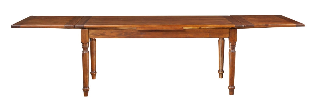 Biscottini Tavolo allungabile Country in legno massello di tiglio finitura noce. Made in Italy