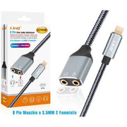 Trade Shop - Cavo Adattatore Audio Da Lightning Maschio A 2 Jack 3,5mm Femmina Cuffie Microfono Lt3538 -