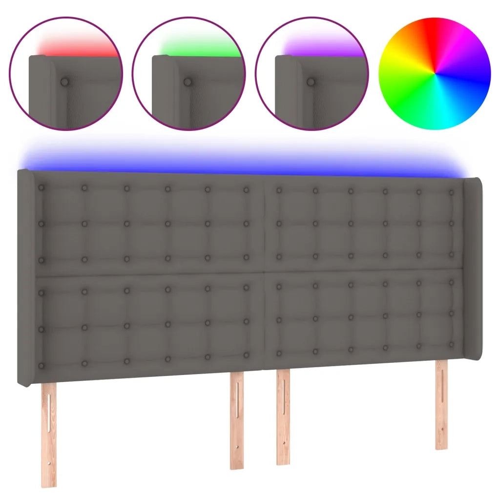 Testiera a LED-Testata con LED Grigio 163x16x118/128cm in Similpelle 258440