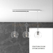 SOSP. OTTONE SAT. RETTANGOLARE 3 LUCI VETRI TUTTI PICCOLO TRASPARENTE 1155OS-S3 RP-TR