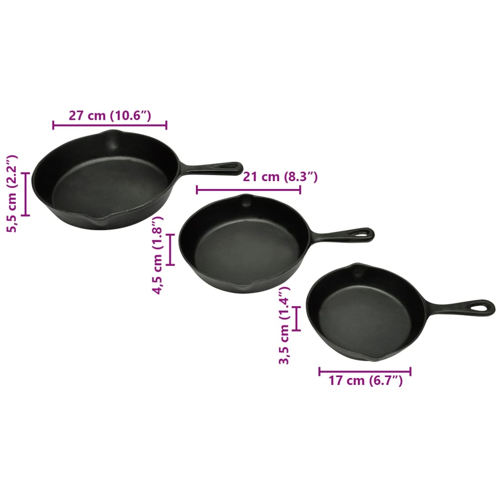 Set 3 Padelle in Ghisa Bistecchiere per Barbecue 50122