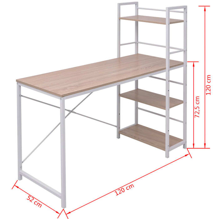 Scrivania con Libreria a 4 Livelli Rovere 20134