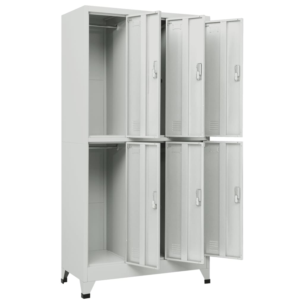 Armadietto a Chiave con 6 Scomparti in Acciaio 90x45x180 cm 20156