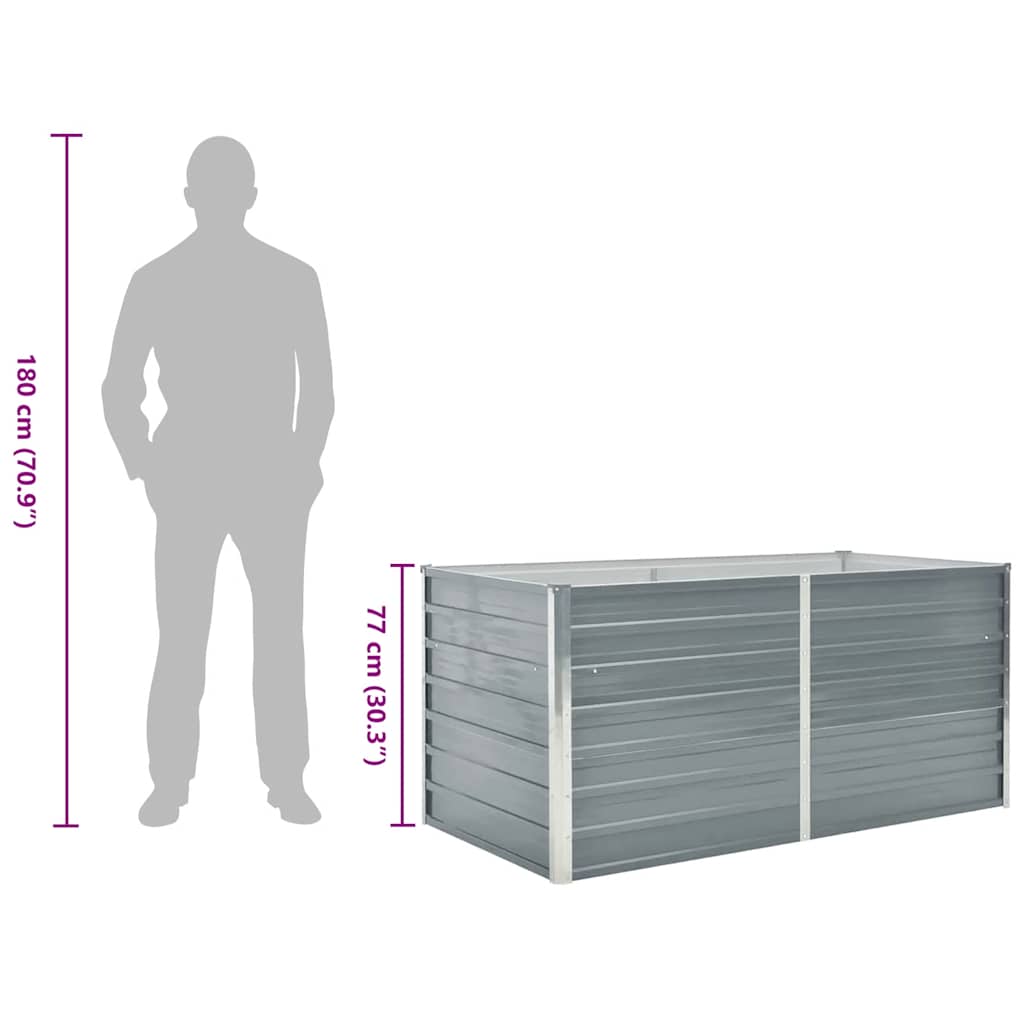 Letto di Coltura Rialzato 160x80x77 cm in Acciaio Zincato Grigio 42404