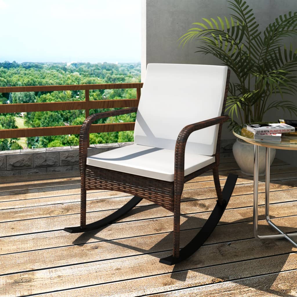 Sedia a Dondolo da Giardino Marrone in Polyrattan 42492