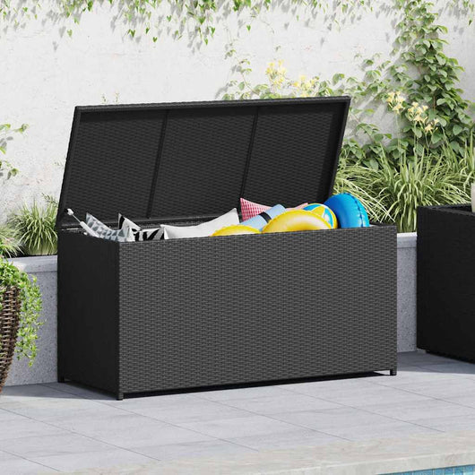 Baule da Giardino-Cassa da giardino Nero 120x50x60 cm in Polyrattan