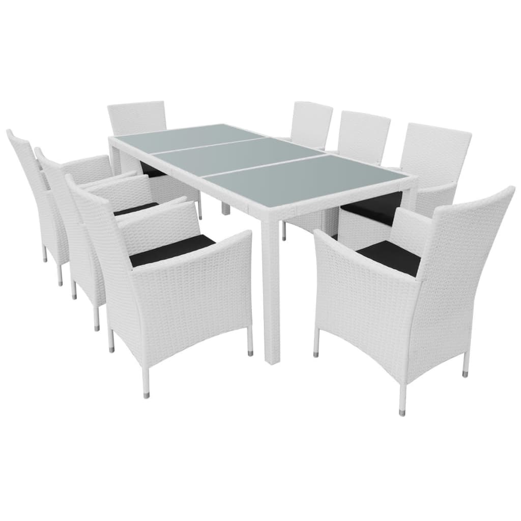 Set da Pranzo da Giardino 9 pz in Polyrattan Bianco Crema cod mxl 55733
