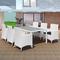 Set da Pranzo da Giardino 7 pz in Polyrattan Bianco Crema 42501