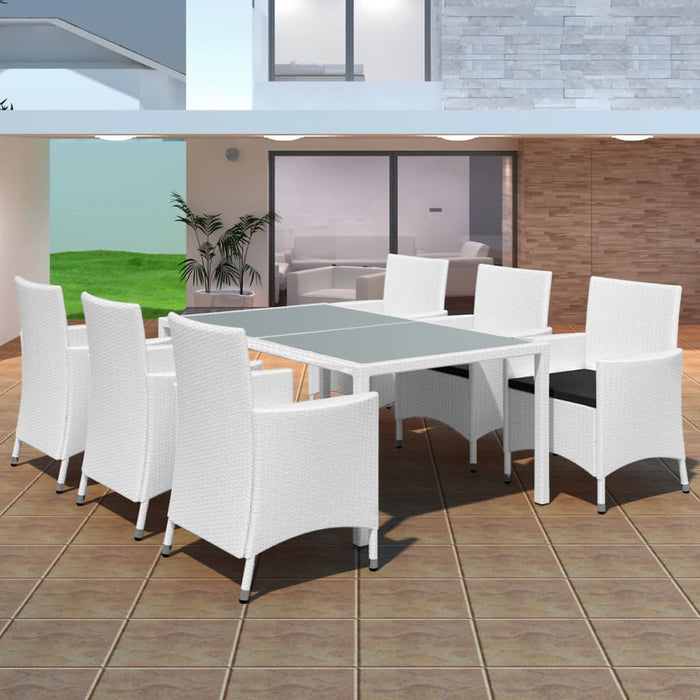 Set da Pranzo da Giardino 7 pz in Polyrattan Bianco Crema 42501