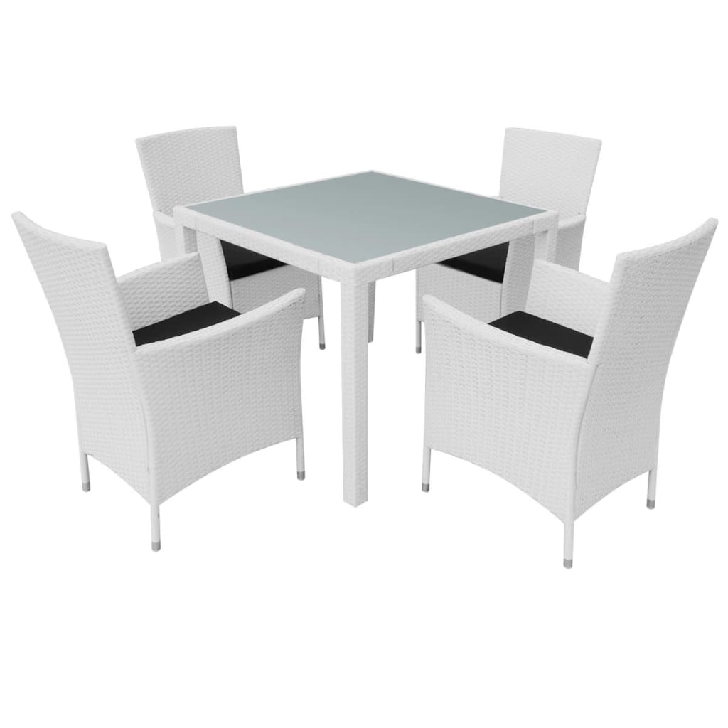 Set da Pranzo da Giardino 5 pz in Polyrattan Bianco Crema 42502