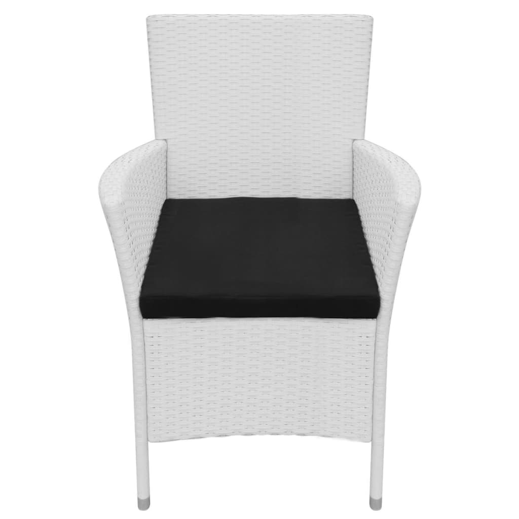 Set da Pranzo da Giardino 5 pz in Polyrattan Bianco Crema 42502