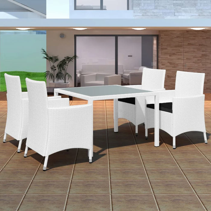 Set da Pranzo da Giardino 5 pz in Polyrattan Bianco Crema 42502
