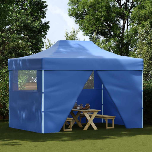 Tenda Pieghevole Pop-Up con 4 Pareti Laterali 3x4,5 m Blu cod mxl 53906