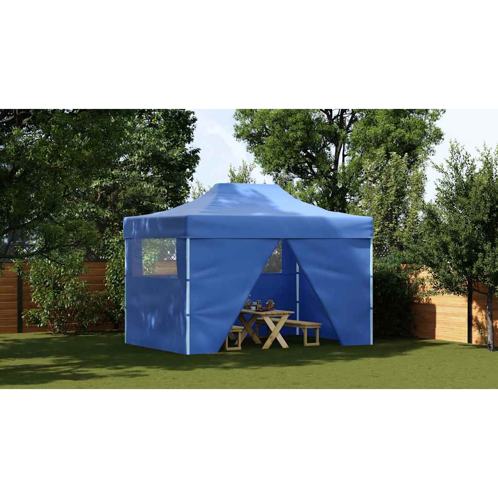 Tenda Pieghevole Pop-Up con 4 Pareti Laterali 3x4,5 m Blu cod mxl 53906